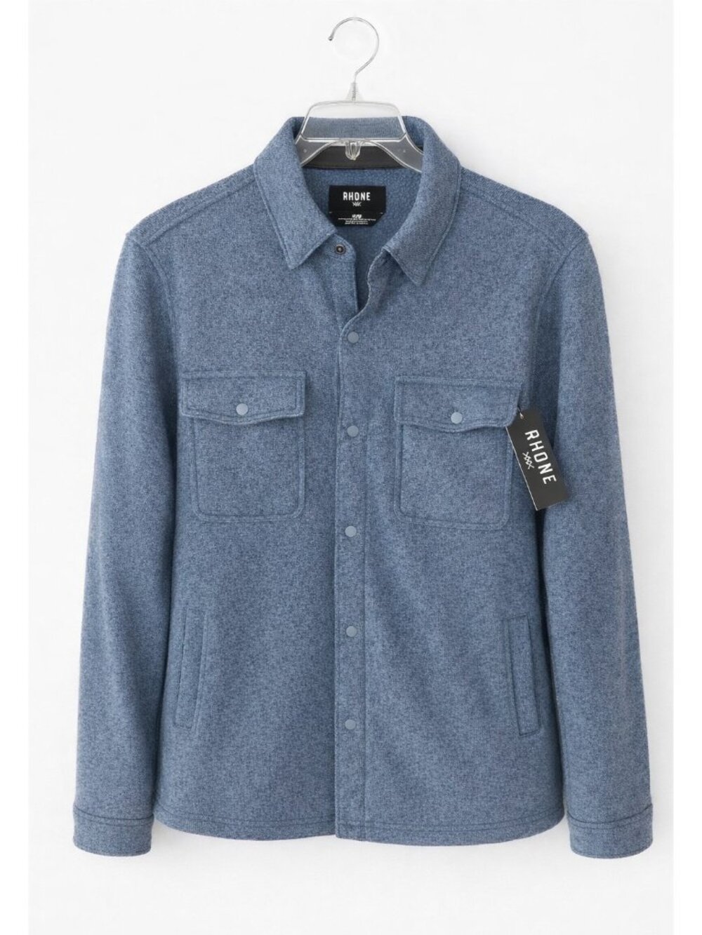 Rhone Fleece Shacket Snap Front Jacket Blue Mens Medium NEW
